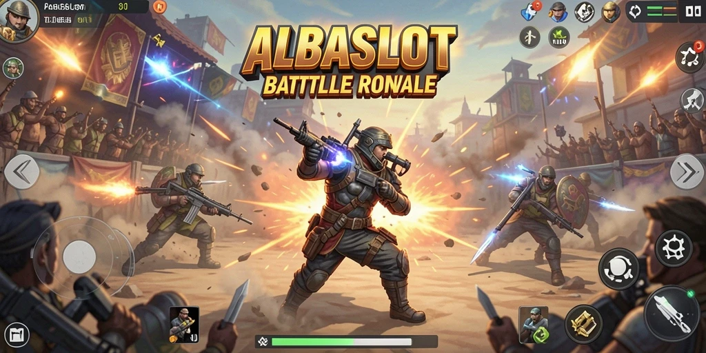 Tangkapan layar gameplay mendebarkan dari ALBASLOT Battle Royale.