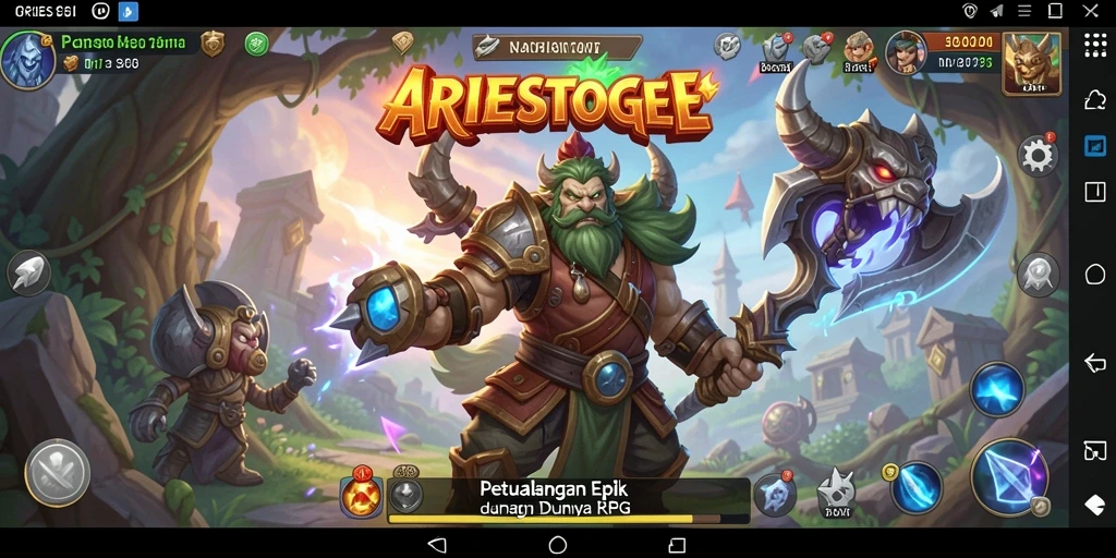 Tampilan gameplay mendebarkan di ARIESTOGEL, penuh aksi dan strategi.