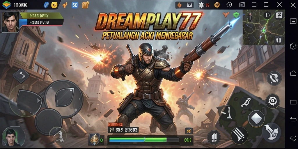 Screenshot gameplay <strong>DREAMPLAY77</strong> menunjukkan aksi mendebarkan dan pertarungan seru.