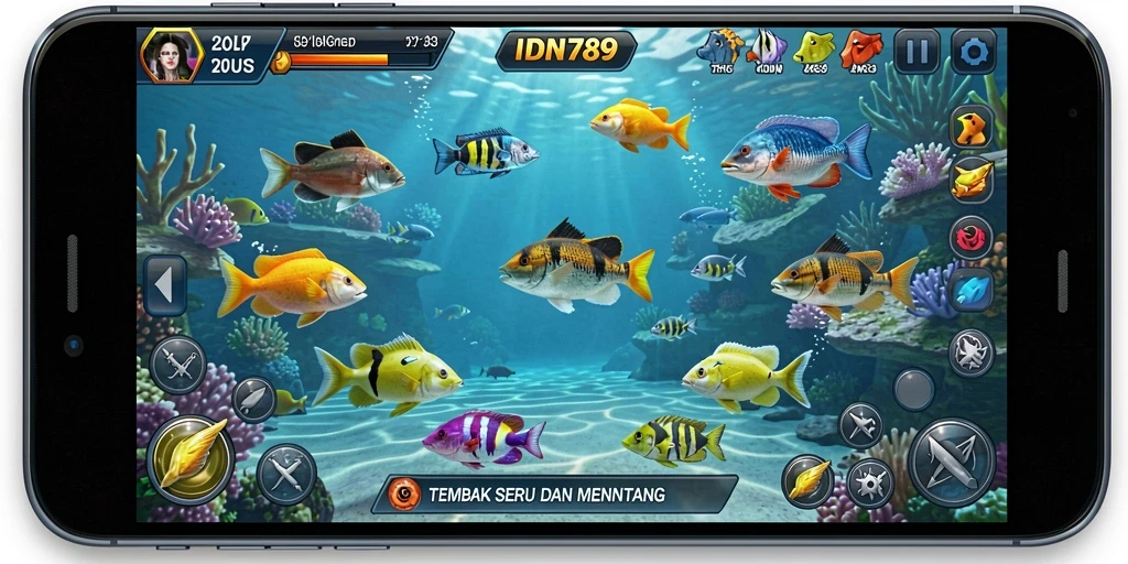 Screenshot IDN789 menampilkan gameplay tembak ikan yang menyenangkan.