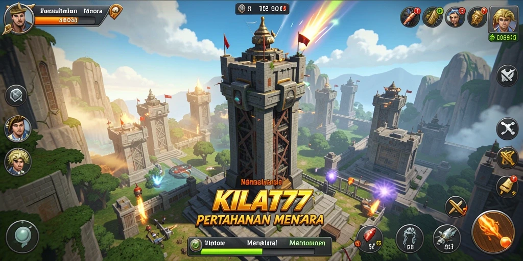 Tangkapan layar KILAT77 menunjukkan aksi menara yang intens dan strategi pertahanan.