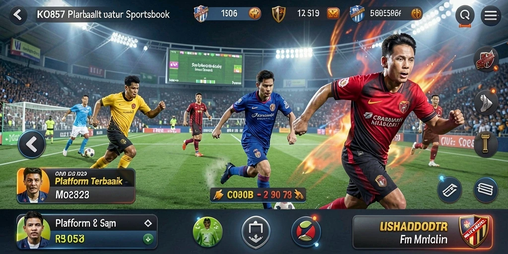 Screenshot menunjukkan antarmuka permainan Sportsbook KO857 yang interaktif.