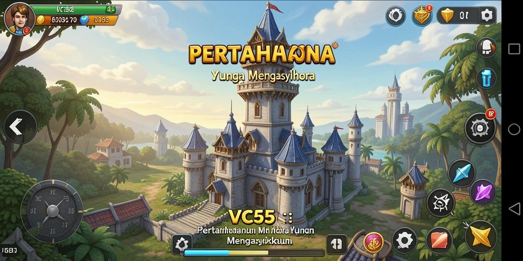 Tampilan gameplay VC55 yang menegangkan dalam pertempuran Tower Defense.