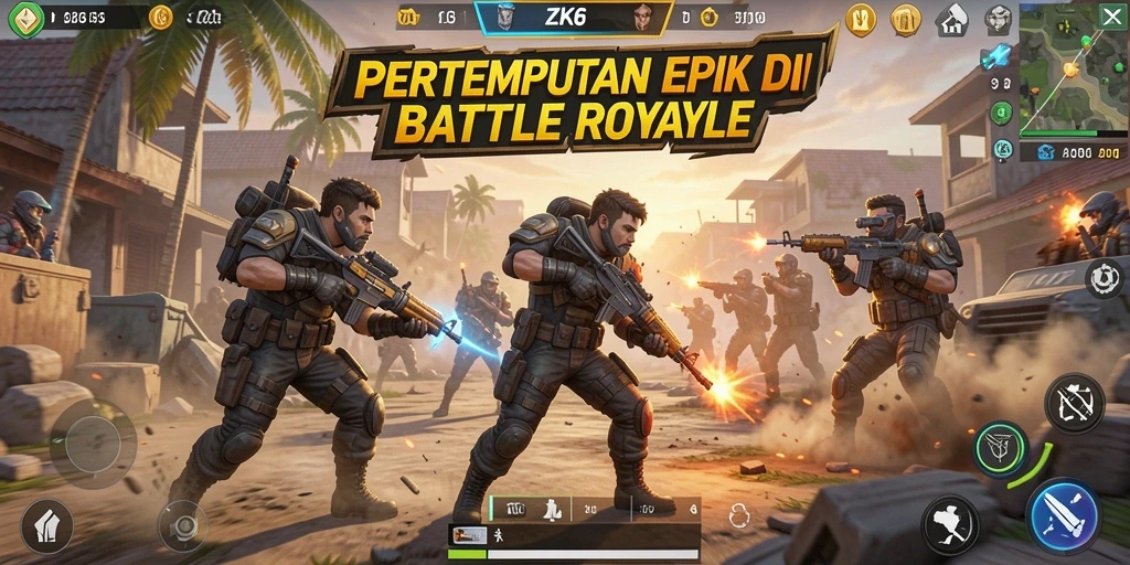 Tampilan gameplay ZK6 yang mendebarkan dalam pertempuran Battle Royale.